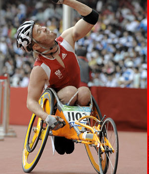 Thomas Geierspichler , Sieger im Rollstuhl Marathon bei den Sommer Paralympics Peking 2008 , 12.09.2008 , © Foto: Franz Baldauf / ÖPC