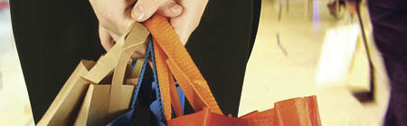 business woman in a shopping centre with some bags