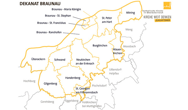 Die Landkarte des Dekanats Braunau