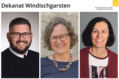Dekanat Windischgarsten: Pfarrer P. Jakobus Neumeier OCist, Pastoralvorständin Susanne Lammer, Verwaltungsvorständin Hermine Schimpelsberger (von links).