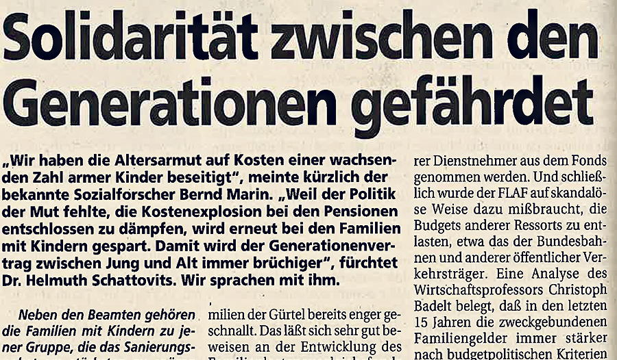 Thema vor 30 Jahren: Ein Familienforscher kritisierte die Benachteiligung der Familien. 