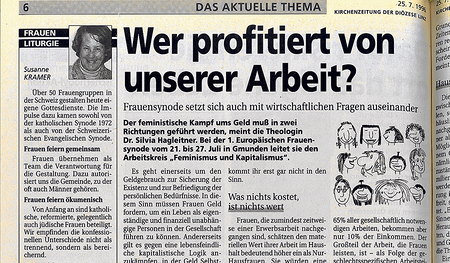 Thema vor 30 Jahren: Feminismus und Kapitalismus bei der Frauensynode. 