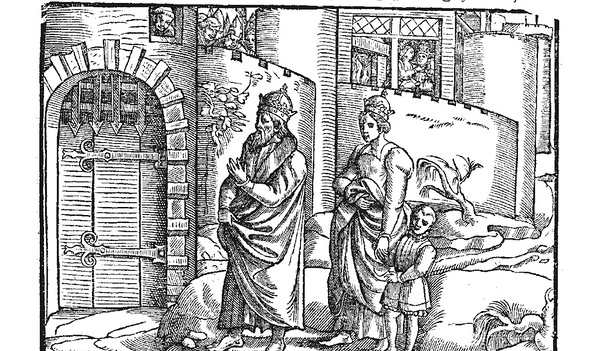 Auf dieser Darstellung büßen neben Heinrich auch seine Frau und sein Sohn vor dem Tor des Papstes. 
