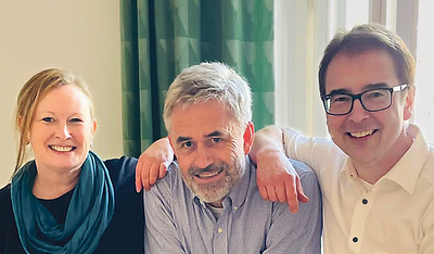 Pfarrer Gert Smetanig (re.),  Pastoralvorständin: Irene Huss (li.) und Verwaltungsvorstand: Martin Lang (Mitte)