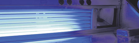 Blue solarium ready for use