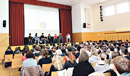 Voll besetzt: Die HAK Bad Ischl beschäftigt sich im Pfarrsaal der Stadtpfarre mit dem Thema Nachhaltigkeit.  