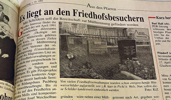 Themen anno 1992: Mülltrennung und der Rückzug der Franiskaner.  