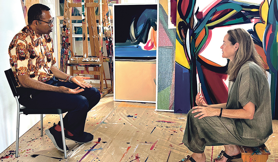 Antonia Riederer hat ein Porträt von Paulinus Anaedu gemalt.    