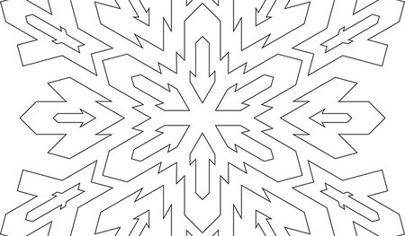 Outlines of snowflake in mono line style for coloring, coloring book. Vector geometric pattern. 