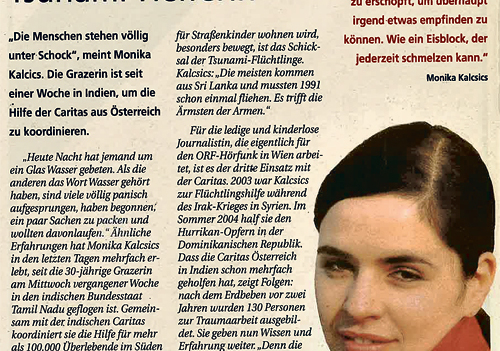 Die Tsunami-Helferin Monika Kalcsics war vor  20 Jahren „Kopf der Woche“ der Kirchenzeitung.  