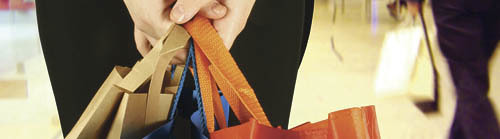 business woman in a shopping centre with some bags