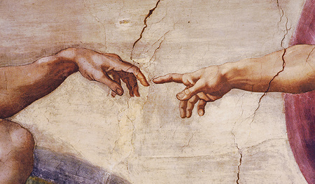 Die Beziehung zu Gott beginnt mit der Schöpfung (Detail aus Michelangelos Deckengemälde in der Sixtinischen Kapelle im Vatikan).