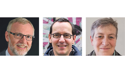 Pfarrer Klaus Dopler (li.), Pastoralvorstand: Helmut Eder (M) und Verwaltungsvorständin: Sylvia Stockhammer (re)