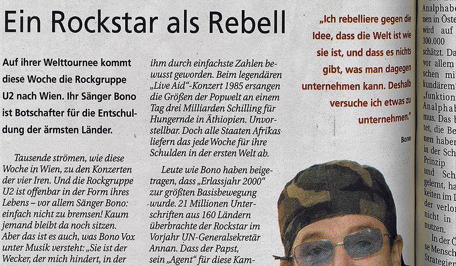 Thema vor 25 Jahren: Das Engagement von U2-Sänger Bono.  