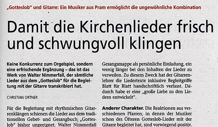 Thema vor 20 Jahren: Ein Musiker bereitete das Gotteslob für die Gitarre auf.   