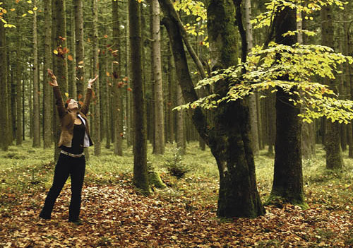 Sonja im Wald im Herbst [ (c) www.BilderBox.com, Erwin Wodicka, Siedlerzeile 3, A-4062 Thening, Tel. + 43 676 5103678.Verwendung nur gegen HONORAR, BELEG, URHEBERVERMERK nach AGBs auf bilderbox.com]