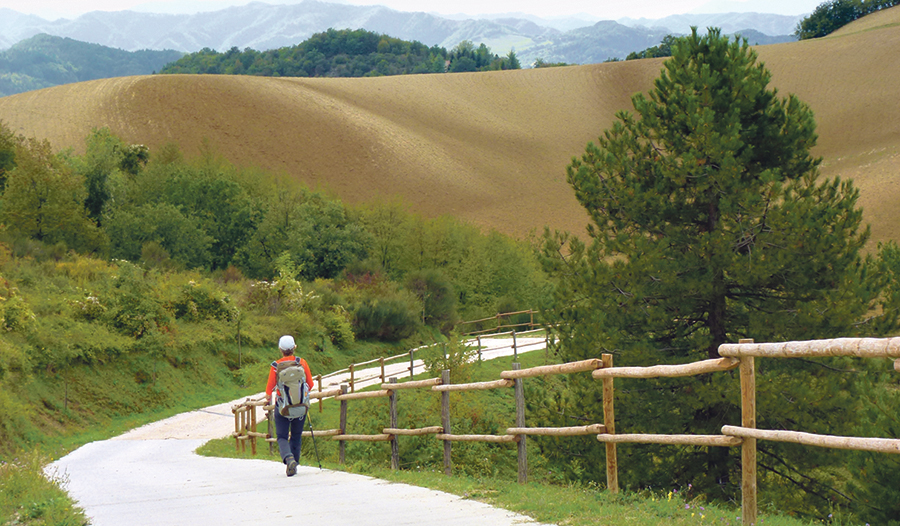 Am Pilgerweg vor Portico.  