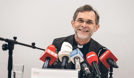 Großes Medieninteresse bei der Präsentation des neu ernannten Wiener Erzbischofs Josef Grünwidl.    