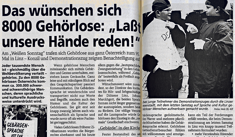 Thema vor 30 Jahren: Forderung nach Anerkennung der Gebärdensprache.   