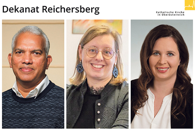 Dekanat Reichersberg: Pfarrer Jophy Francis, Pastoralvorständin Patrizia Wohlmacher, Verwaltungsvorständin Melanie Gaderbauer (von links).