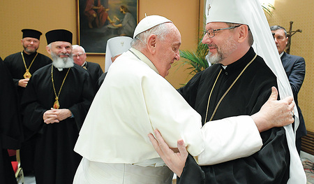 Der Papst mit Erzbischof Schewtschuk von Kiew   