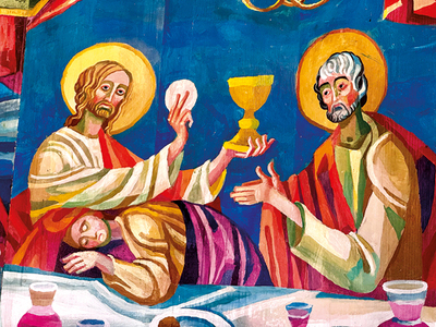 Der bekannte Künstler Franz Weiß hat das Altarbild gestaltet. Alles dreht sich um Ostern.