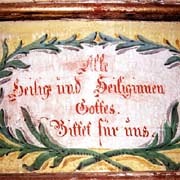 'Alle Heilige und Heiliginnen Gottes. Bittet f?r uns'Inschrift aus dem 18. Jhdt. in der Kapelle in Feld bei Matrei in Osttirol (?sterreich)? Foto: Franz Josef Rupprecht, A-7123 M?nchhof, Raiffeisenkasse M?nchhof, Konto.-Nr.: 17.608