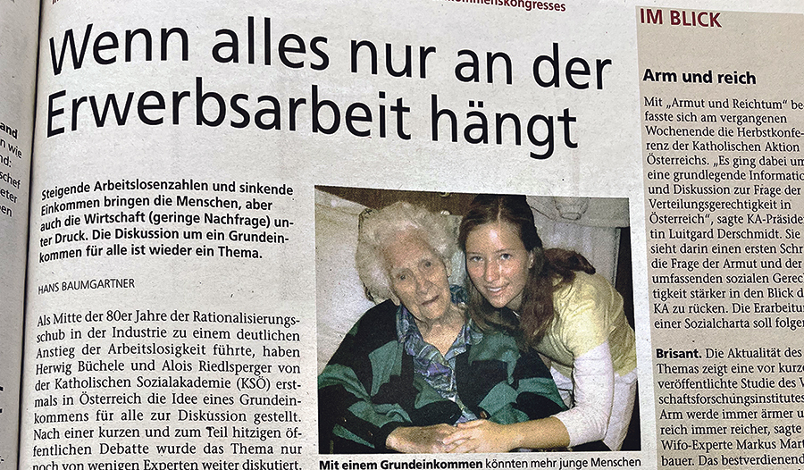 Vor 20 Jahren  beschäftigte die Kirchenzeitung das Thema Grundeinkommen. 