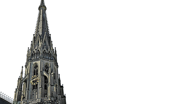 Drei Jahre lang wird der Turm des Linzer Mariendoms hinter einem Gerüst und Planen verborgen sein.  