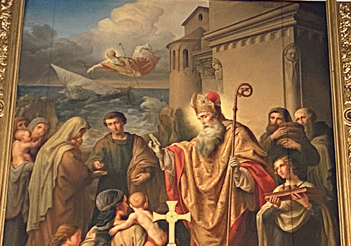 Am Altarbild in der Pfarrkirche in Bad Ischl ist der heilige Nikolaus als „Superman“ dargestellt.