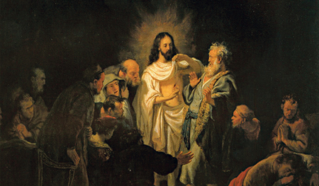 Christus zeigt Thomas seine Seitenwunde.  