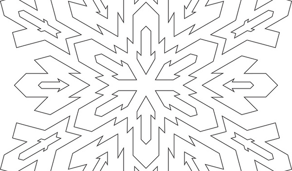 Outlines of snowflake in mono line style for coloring, coloring book. Vector geometric pattern. 