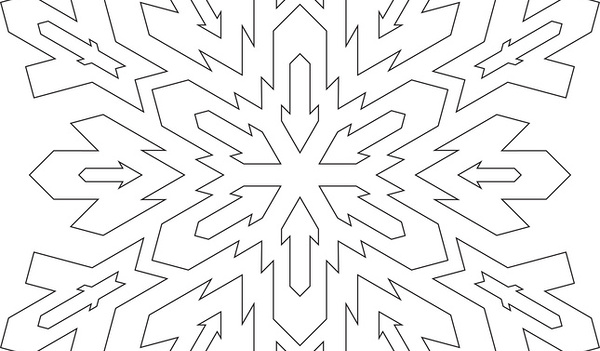 Outlines of snowflake in mono line style for coloring, coloring book. Vector geometric pattern. 
