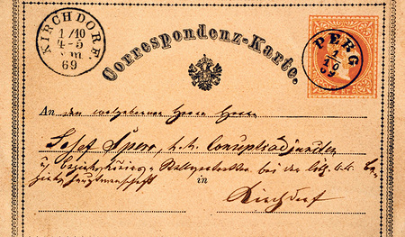Die erste Postkarte der Welt wurde am 1. Oktober 1869 von Perg bei Linz nach Kirchdorf versendet.