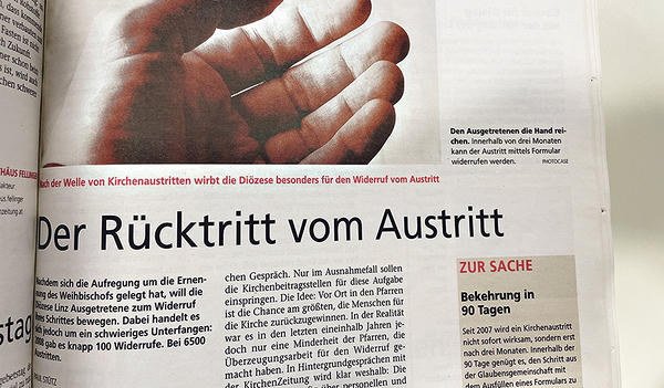 Vor 15 Jahren berichtete die Kirchenzeitung über den „Rücktritt vom Austritt“.  