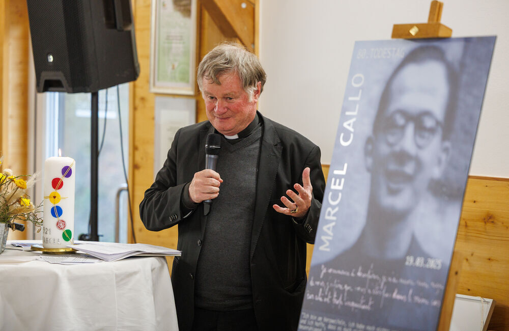 Bischof Manfred Scheuer bei der Gedenkfeier für Marcel Callo, der im KZ Mauthausen ermordet wurde. 