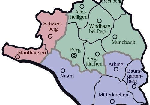 Seelsorgeraum Perg: Allerheiligen, Münzbach, Perg, Pergkirchen, Rechberg und Windhaag, Seelsorgeraum Mauthausen: Mauthausen und Schwertberg, Seelsorgeraum Machland: Arbing, Baumgartenberg, Mitterkirchen und Naarn