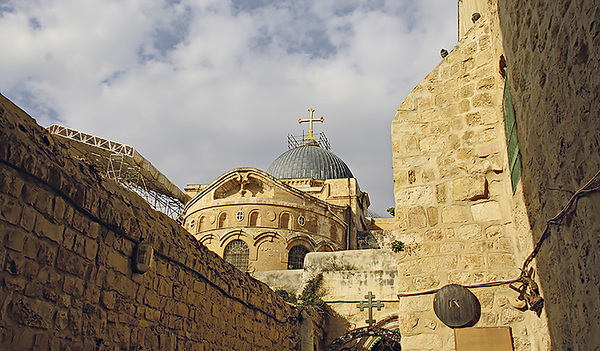 Die Grabeskirche (Auferstehungskirche) in Jersusalem: Mit sehr hoher Wahrscheinlichkeit Ort der Grabesruhe Jesu – und nach christlichem Glauben Ort seiner Auferstehung.