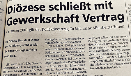 Vor 25 Jahren: neuer Kollektivvertrag für die Diözese Linz.  