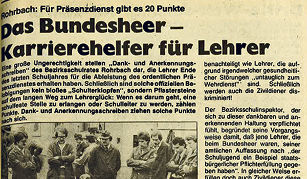 Kuriose Regelung anno 1981. Der Präsenzdienst bringt Lehrern Pluspunkte.