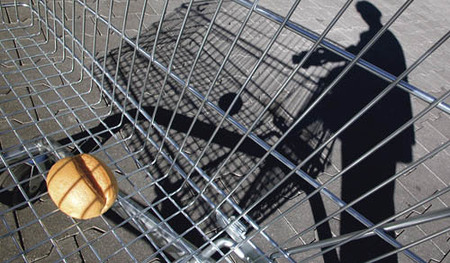 Semmel im Einkaufswagen - bun in the shopping cart