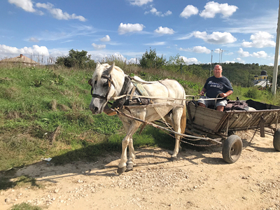 Essen auf Rädern wird im moldauischen Dorf Lapusna mit dem Pferdewagen ausgefahren.