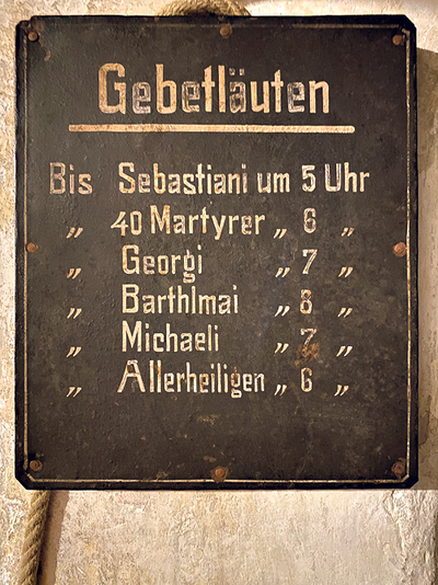 Die Läuteordnung: Jede Pfarrkirche, jede Gemeinde hat ihre eigene Läuteordnung, abgestimmt auf die Glockenanlage und die Bedürfnisse. 
