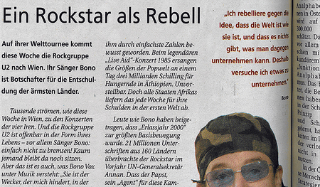 Thema vor 25 Jahren: Das Engagement von U2-Sänger Bono.  