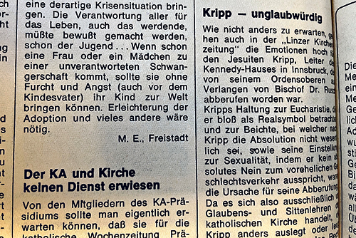 Die Absetzung von Pater Kripp wurde auch in Leserbriefen heftig diskutiert.  