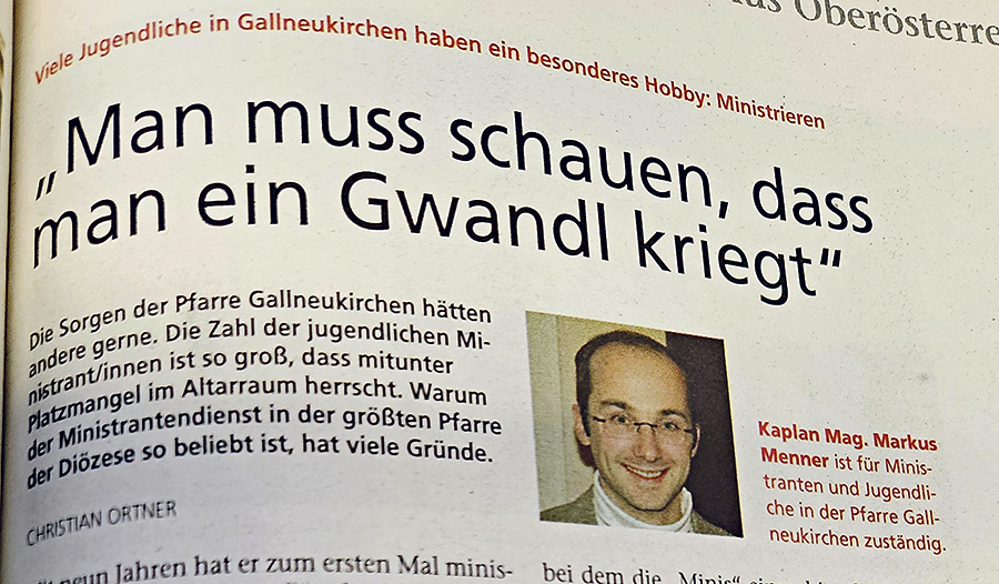 Vor 20 Jahren Thema: die große Anzahl an Ministrant:innen in Gallneukirchen. 