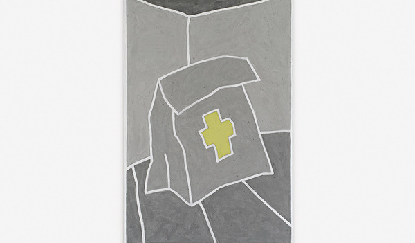 Robert Mittringer,  O. T., 2011, Asche, Acryl auf Molino, 150 x 100.   