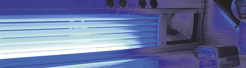 Blue solarium ready for use