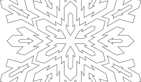Outlines of snowflake in mono line style for coloring, coloring book. Vector geometric pattern. 