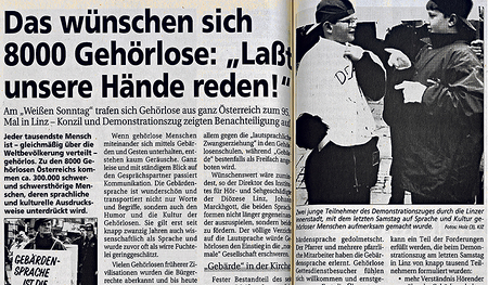 Thema vor 30 Jahren: Forderung nach Anerkennung der Gebärdensprache.   